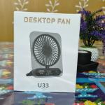 Transparent Desktop Fan Rechargeable Mini Table Fan - Black