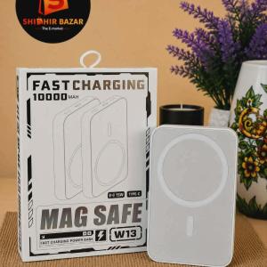 Mag Safe Wireless Power Bank (W13) / Fast charging magnetic power bank - White