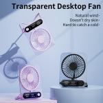 Transparent Desktop Fan Rechargeable Mini Table Fan - Black